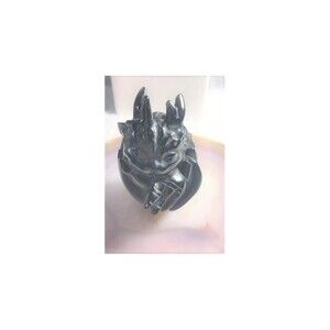 Black Obsidian Baby Dragon in Egg Carving